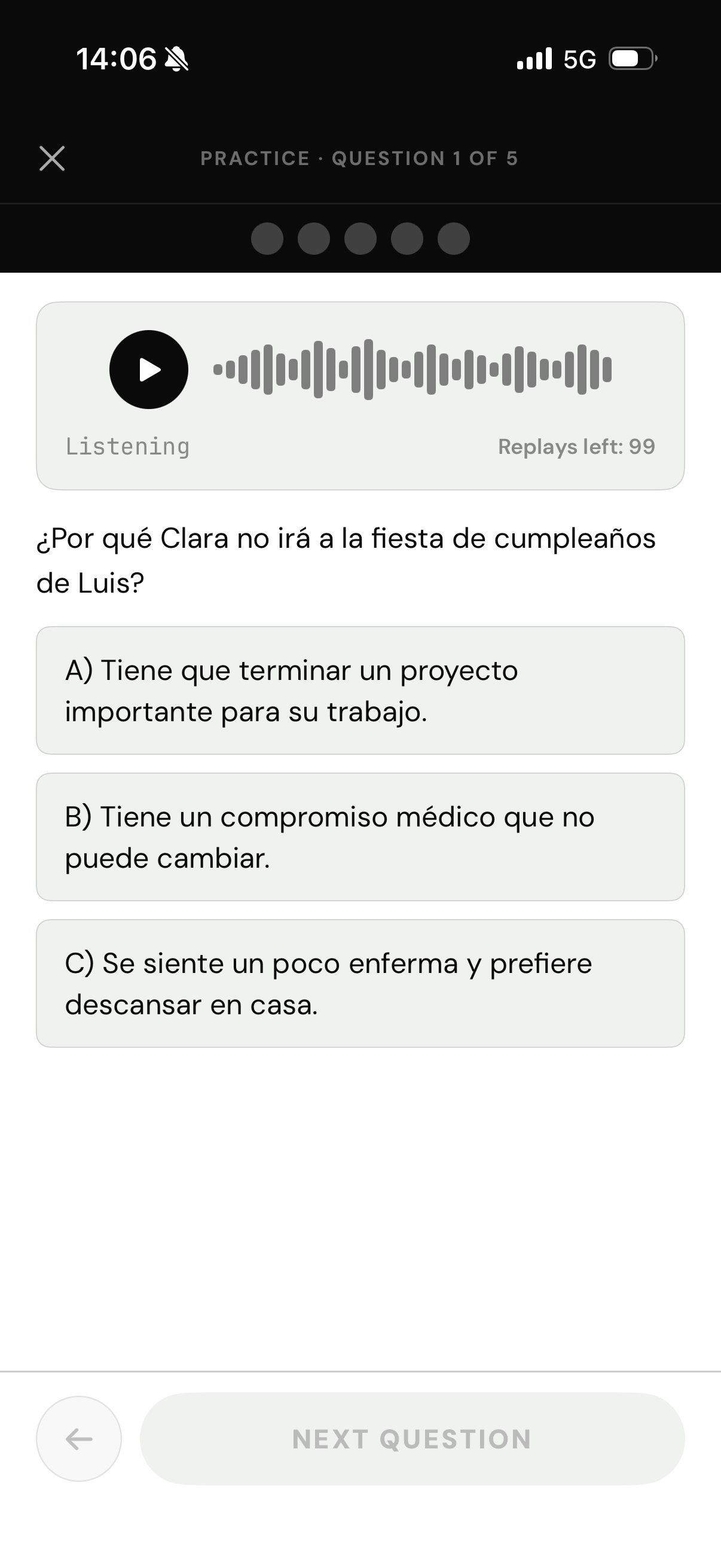 Pregunta de práctica DELE C2